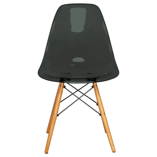 LeisureMod Dover Transparent Black Dining Chair Eiffel Wood Legs 4 Set