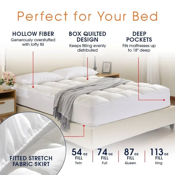 Cheer Collection Microplush Luxurious Alternative Down Mattress Pad, Topper and Protector (White - Twin)