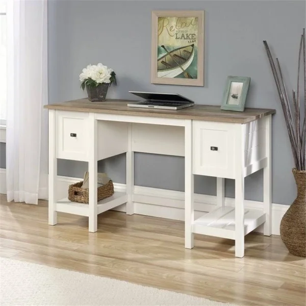Pemberly Row Home Office Desk in Soft White