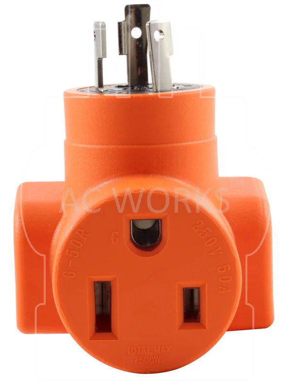 AC Works [wdl630650] L6-30P 30Amp 250V Lockign Plug to 6-50 Welder Connector, White