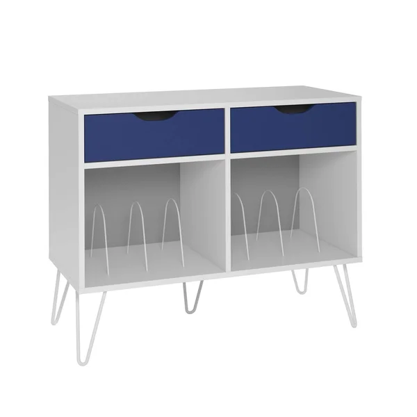 Novogratz Concord Turntable Stand with Drawers - White