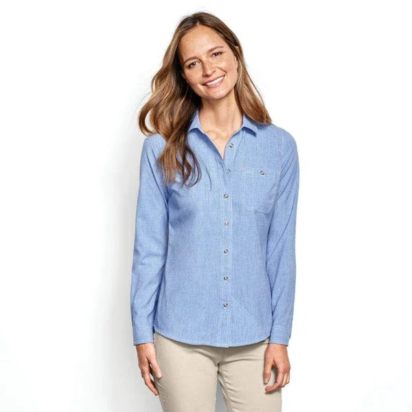 Orvis Women's Tech Chambray Work Shirt - Medium - Medium Blue
