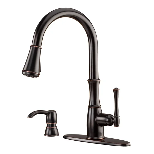Pfister Wheaton 1-Handle Pull-Down Kitchen Faucet with Soap Dispenser, Tuscan Bronze