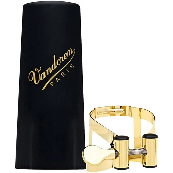 Vandoren LC56DP M/O Ligature and Plastic Cap for Soprano Saxophone, Gilded Finish