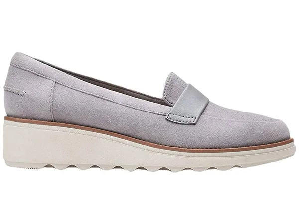 Clarks Sharon Gracie Women's Shoes Grey Suede : 7.5 D - Wide