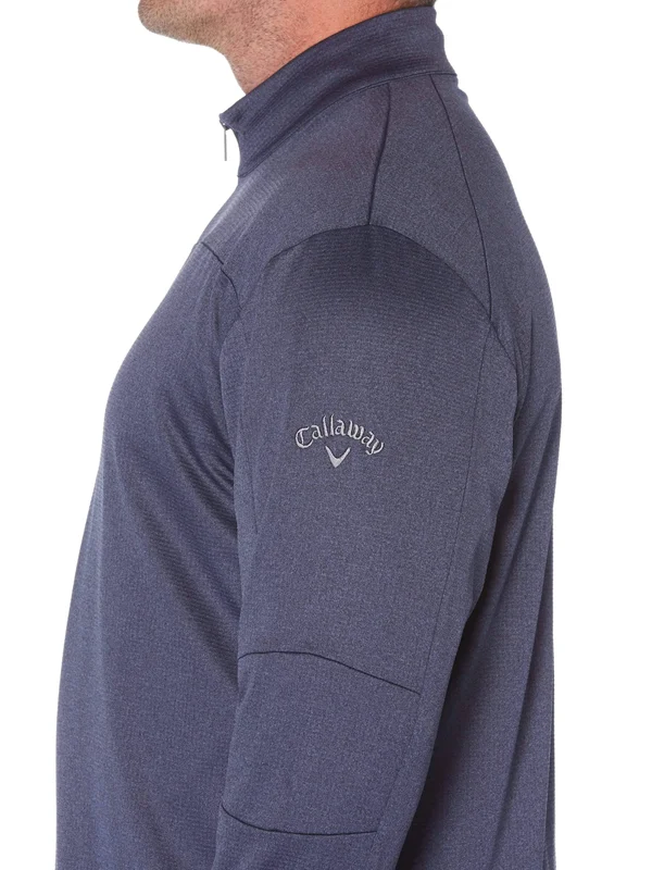 Callaway Men's Big & Tall 1/4 Zip Stretch Waffle Fleece Sweater, Size 5X, Peacoat Heather Blue, Polyester/Elastane, Golf Ap