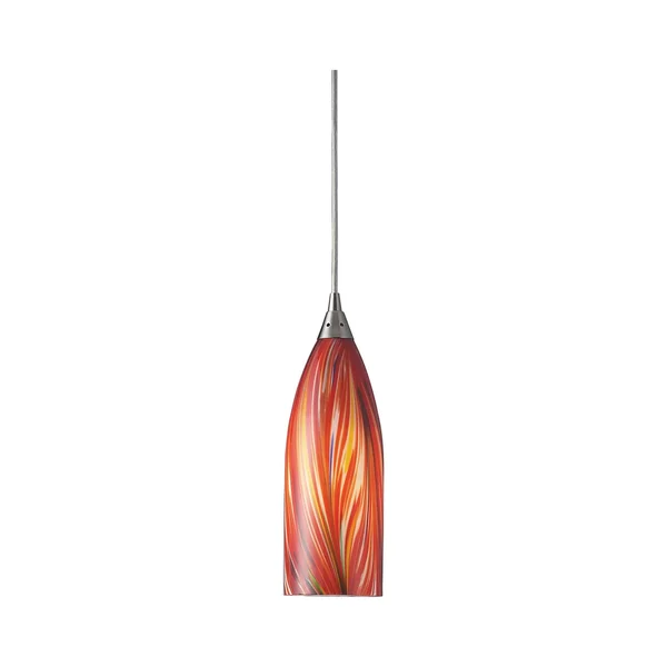 Elk Lighting Cilindro 1 Light Pendant Satin Nickel, Multicolored Glass - 522-1M