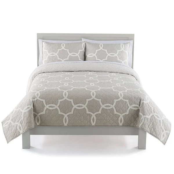 The Big One Reversible Geo Quilt and Sham Set - Brown, King