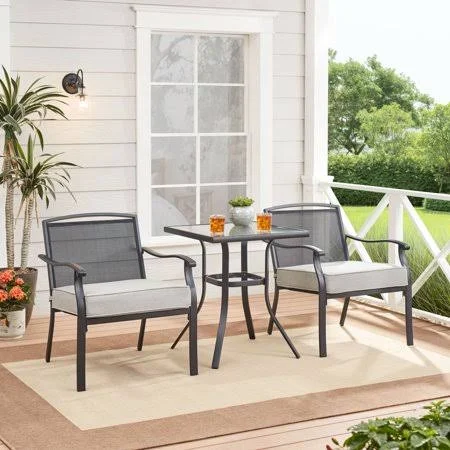 Mainstays Alexandra Square 3 - Piece Outdoor Patio Bistro Set, Gray
