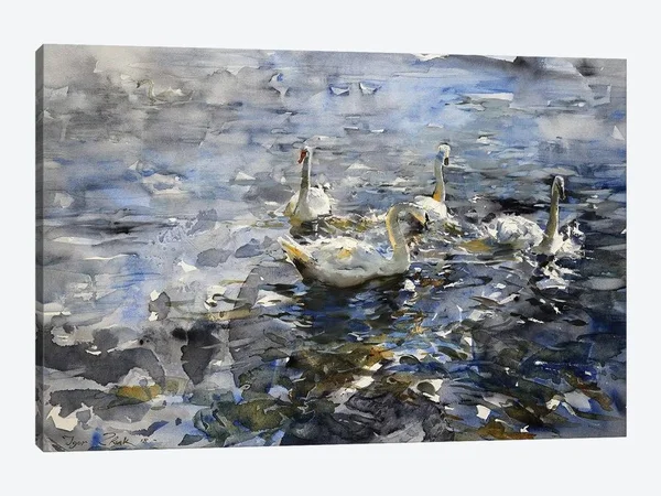 The Swan Lake Canvas Artwork Print by Igor Zhuk ( Animal Art > Birds > Swans art)