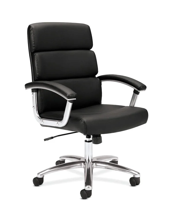 Traction Executive Mid-Back Chair, Black Leather