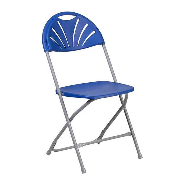 Offex 650 lb. Capacity Blue Plastic Fan Back Folding Chair, Size: 15.5