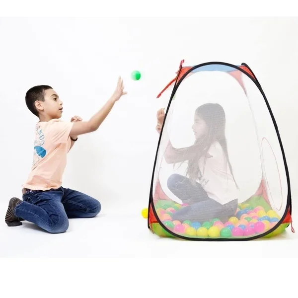 Dimple Childrens Pop Up Playhouse Tent with Set of 100 Colorful Balls Ball Pit with Basketball Hoop, for Indoor and Out