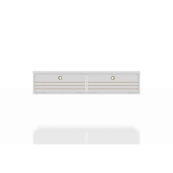 Luxor Liberty 43 in. Rectangular White Floating Desk with Built-in Storage