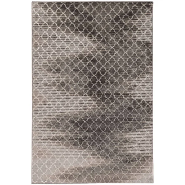 Linon Evolution Trellis 5& x 7&6x22 Zig Zag Rug in Beige and Brown