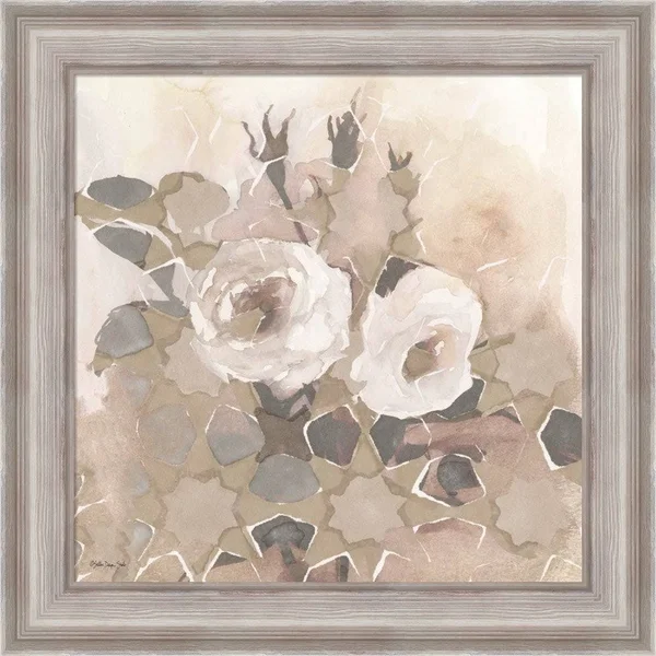 Stellar Design Studio 'Transitional Blooms 1' Framed Art - White