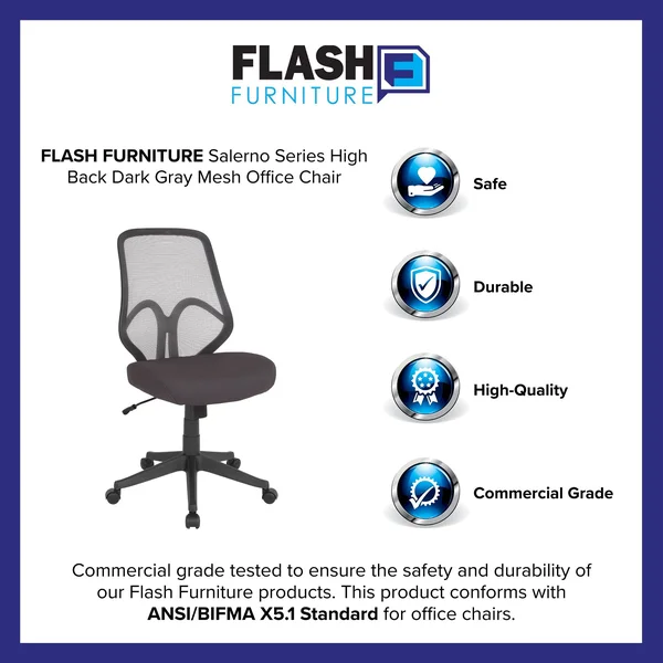 Flash Furniture Salerno Dark Gray High Back Mesh Chair