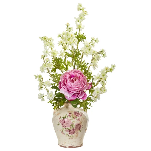 Nearly Natural Peony and Dancing Daisy Artificial Arrangement - Pink
