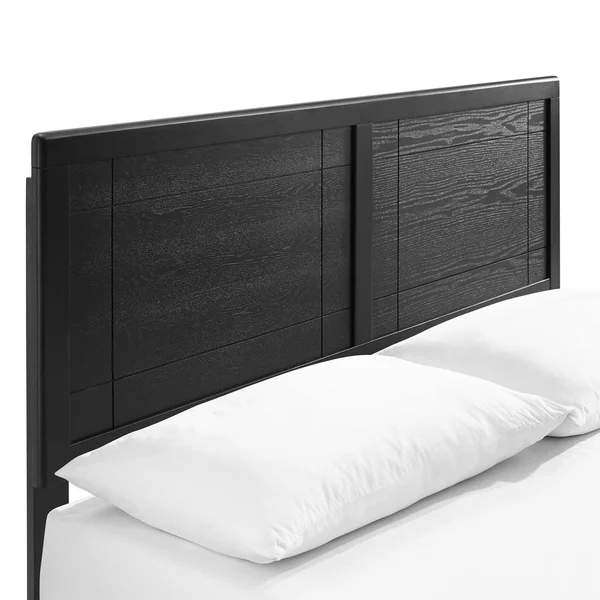Modway Marlee Queen Wood Platform Bed with Splayed Legs Gray