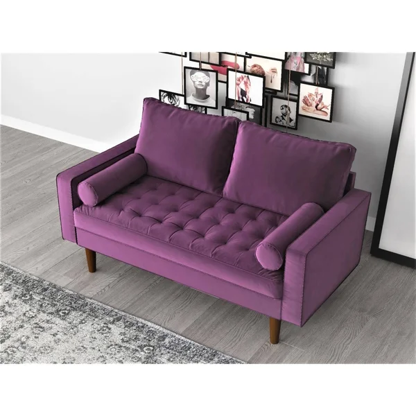 Container Furniture Faux Leather Mid-Century Sofa - Goldenrod