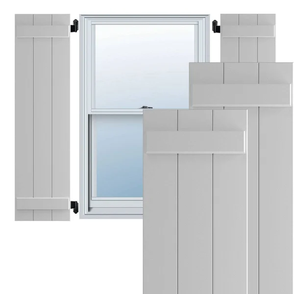 Ekena Millwork CWB12X045PRC 12x22W x 45x22H Exterior Three Board (2 Batten) Composite Board-n-Batten Shutters (Per Pair) - Primed