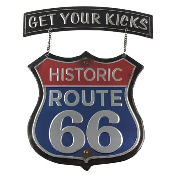 Vintage Parts VPAMSIGN03 Get Your Kicks Hanging Route 66 Metal Sign