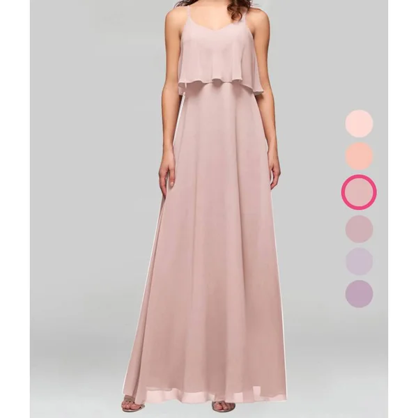 Azazie A-Line/Princess V-Neck Floor-Length Chiffon Bridesmaid Dresses - Dusty Rose