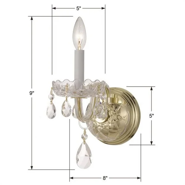 Crystorama 1031-CH-CL-SAQ Traditional Crystal 1 Light Spectra Crystal Chrome Sconce