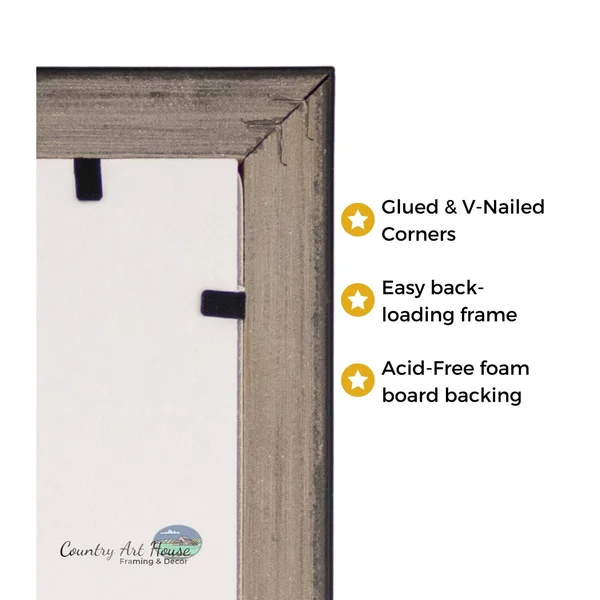 CustomPictureFrames 30x40 - 30 x 40 Black and Silver Pinstripe Solid Wood Frame with UV Framer&s Acrylic & Foam Board Backin