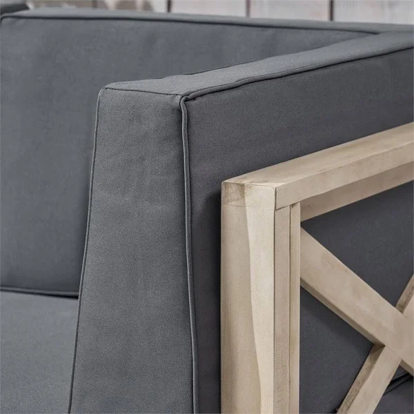 Noble House Brava Loveseat and Coffee Table Set with Cushion Weathered/Dark Gray - 306699