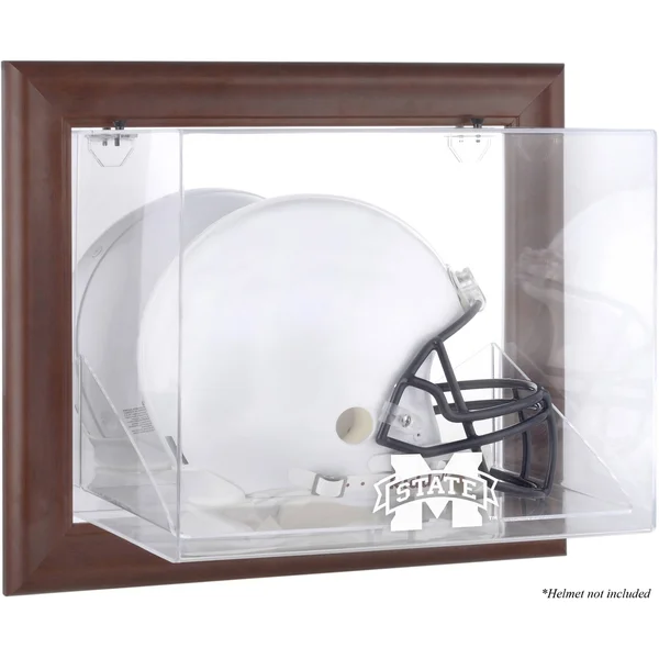Mississippi State Bulldogs Brown Framed Wall Mountable Helmet Display Case