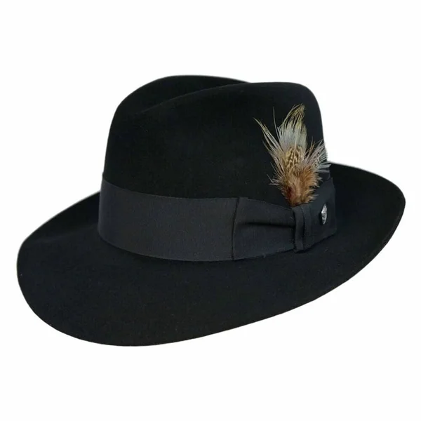 Stetson Temple Fur Felt Fedora Hat, Size: 7 1/8, Black