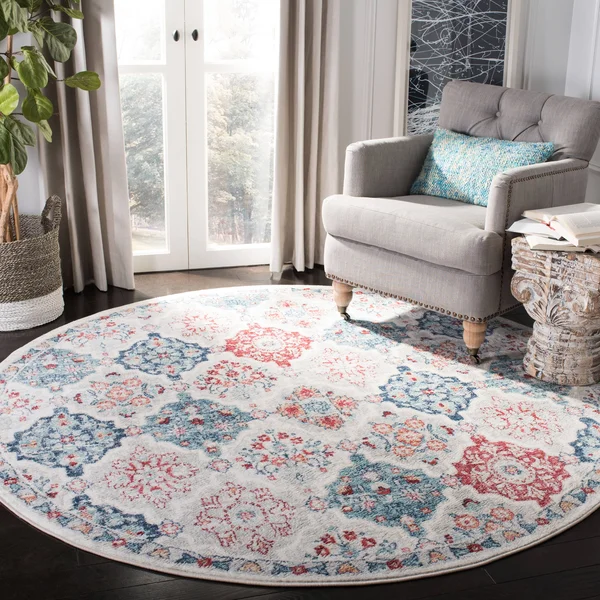 Safavieh Brentwood BNT815A 6&7x22 x 6&7x22 Round Cream - Blue Area Rug