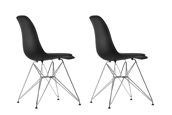 DHP Mid Century Modern Molded Chair with Upholstered SEAT - Set of 2, Black