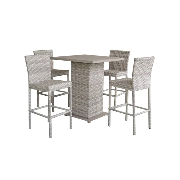 TK Classics Fairmont Pub Table Set with Barstools 5 Piece Outdoor Wicker Patio Furniture