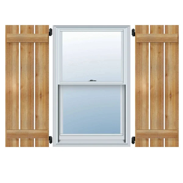 Ekena Millwork RBS06S11X051RWR 11 1/4x22W x 51x22H TimberCraft Two 5 3/8x22 Boards Spaced Board-n-Batten Shutters, Rough Sawn We
