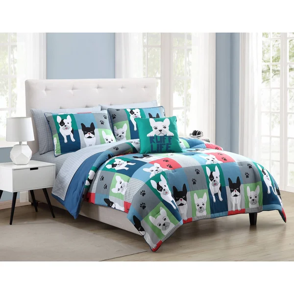 Asher Home Kids Puppy Patchwork Comforter Set - Full - Queen