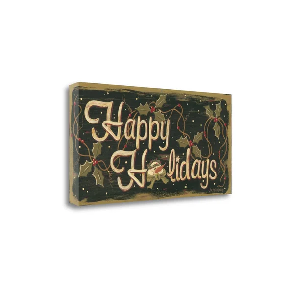 Tangletown Fine Art Happy Holidays by Jo Moulton - Fine Art Giclee Print on Wrap Canvas, 31x15x22