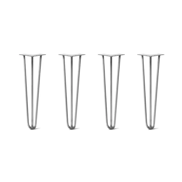 Hairpin Legs Set of 4, 3-Rod Design - Raw Steel, 8x22, Raw Steel, 3/8x22