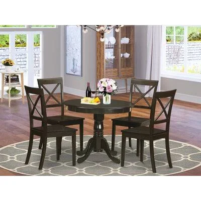 Dewar 5 - Piece Rubberwood Solid Wood Dining Set Alcott Hill Color: Cappuccino