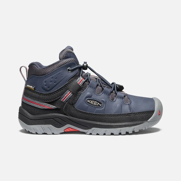 Keen Youth Targhee Mid Waterproof Shoe - 3 - Blue Nights, Red Carpet