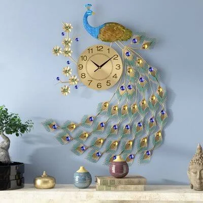 Oversized Shala Peacock Wall Clock House of Hampton