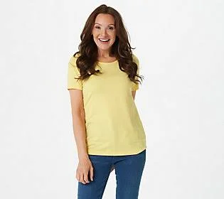 Susan Graver Weekend Essentials Comfy CottonKnit Top - Size XX-Small, Lemonade