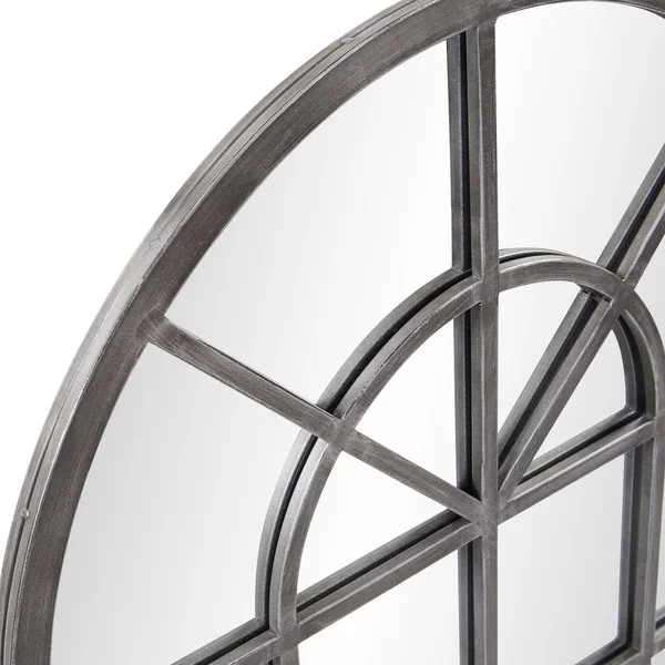 Delacora HE-13359 Fenetre 41x22 x 29x22 Arched Farmhouse Style Window Pane - Antique Silver