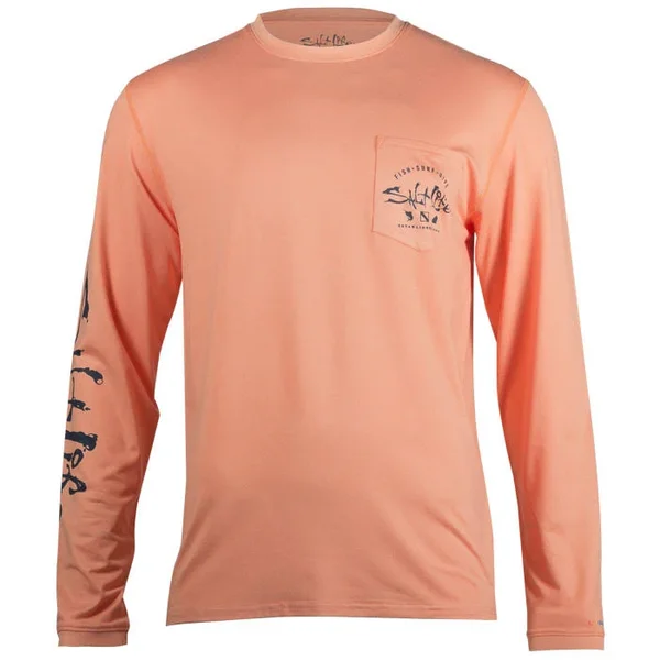 Salt Life Men's Watermans Trifecta Performance Long Sleeve Shirt - Large, Orange