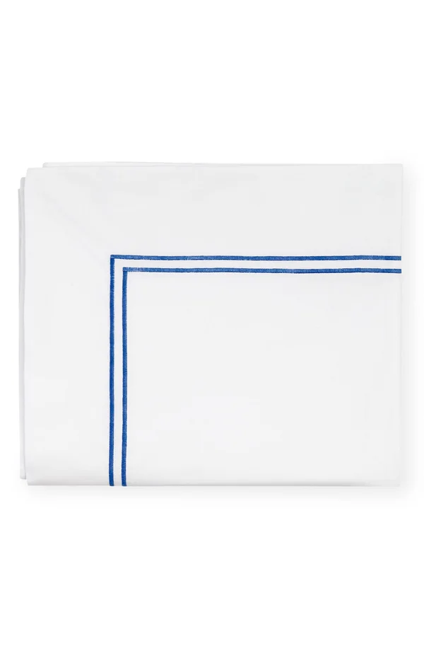 Sferra Grande Hotel Flat Sheet, Twin - White/Cornflower