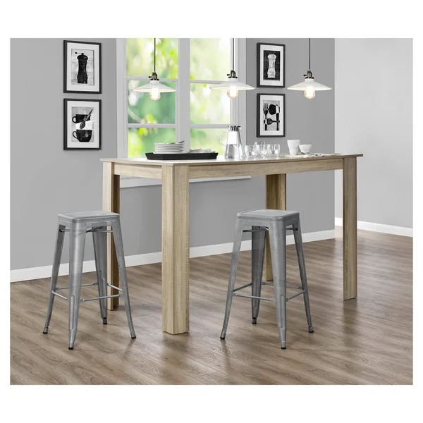 DHP Nova 30x22 Metal Mesh Backless Bar Stool, Silver, Set of 2