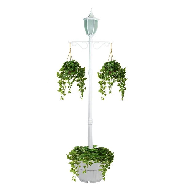 Sun-Ray Crestmont Flaming LED Solar Lamp Post and Planter with Hanger