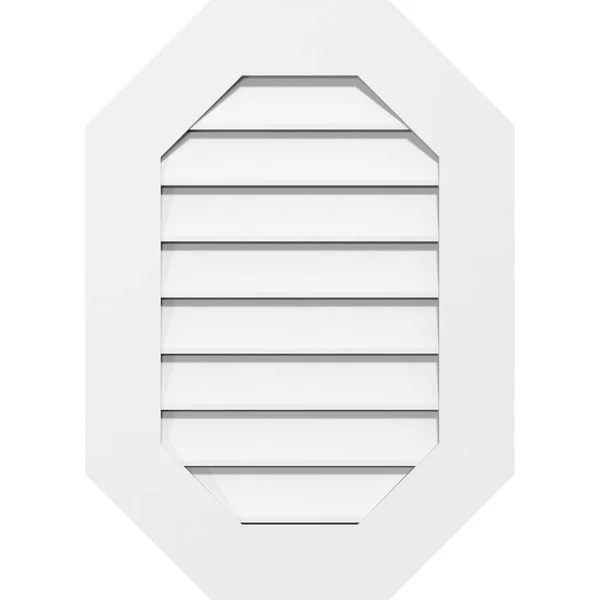 Ekena Millwork GVPOV16X4201SF 16x22W x 42x22H Vertical Elongated Octagon Surface Mount PVC Gable Vent: Functional, w/ 3-1/2x22W