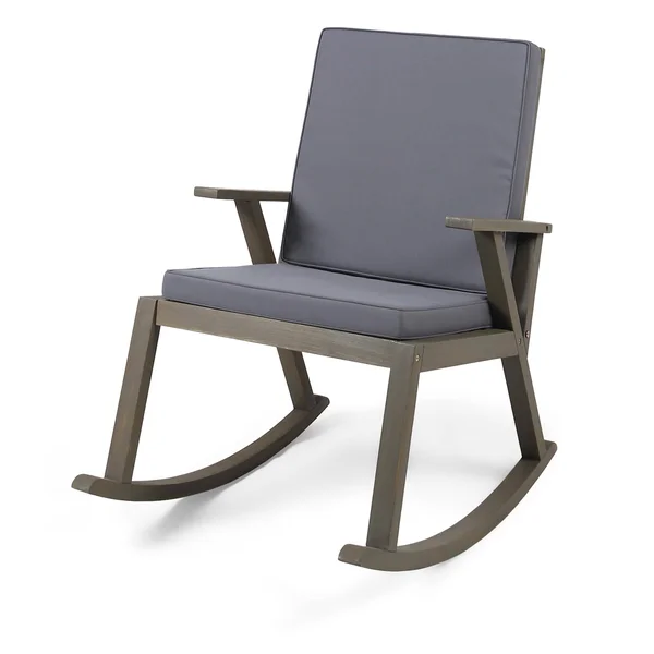 Christopher Knight Home Champlain Outdoor Acacia Wood Rocking Chair with Water-Resistant Cushions by - Size: Twin, Gray